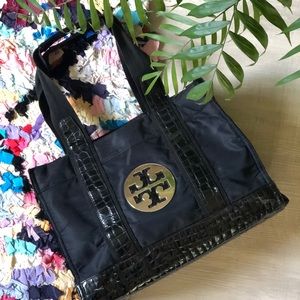 Tory Burch Black Nylon School Bag Tote